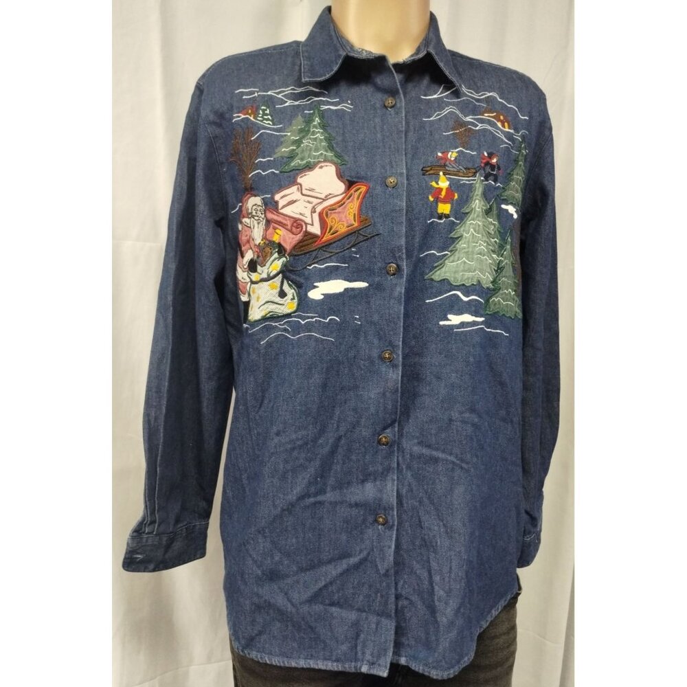 Karen Scott Men's Blue Shirt/Button/Long Sleeve Size M SKU 2576